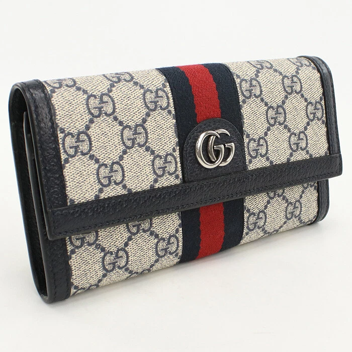 Portefeuille long GUCCI 523153 GG Continental Ofidia GG Supreme Navy femme