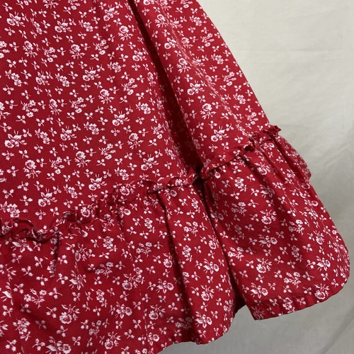 Vestido de Baile Cuadrado Rojo Floral Blanco Ojales Vintage Volantes Bustilla - Imagen 4 de 11