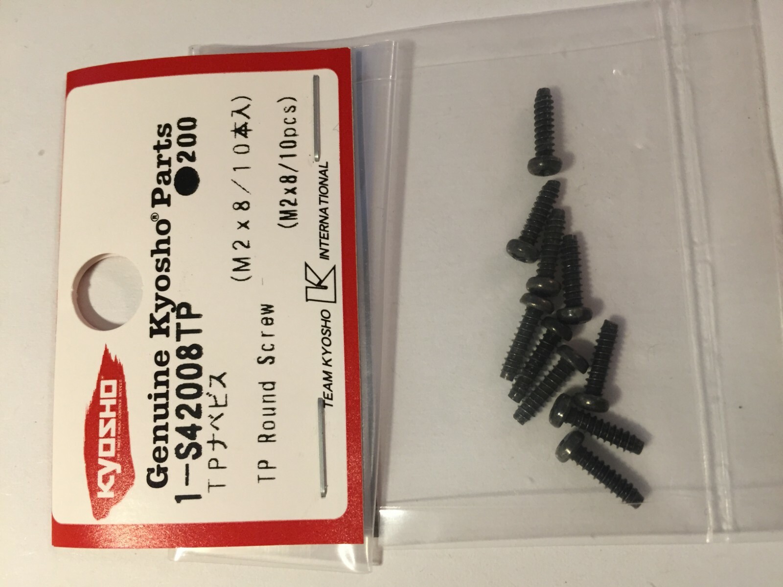 KYOSHO TP BIND ROUND HEAD SCREWS, 10 PIECES, M2 x 8mm, 1-S42008TP