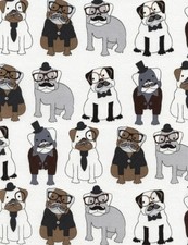 Timeless Treasures Cats  Dogs C3639 White Sophisticated Pups Cotton Fab