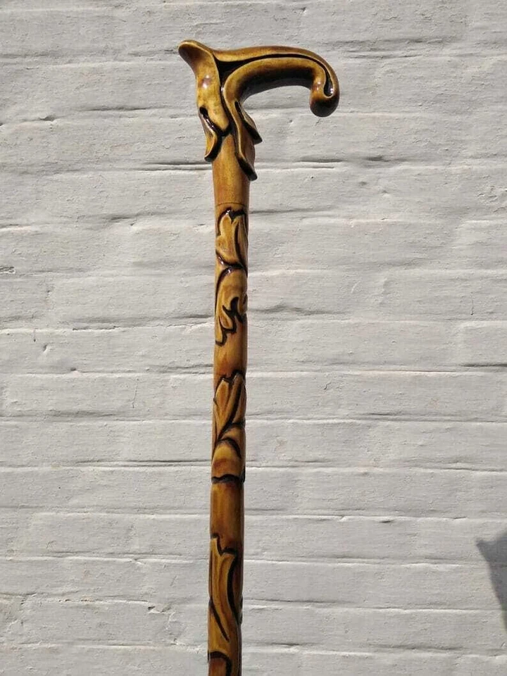 Bastón de madera completo diseño bastón Derby tallado a mano para hombres y mujeres Foto 2 de 4