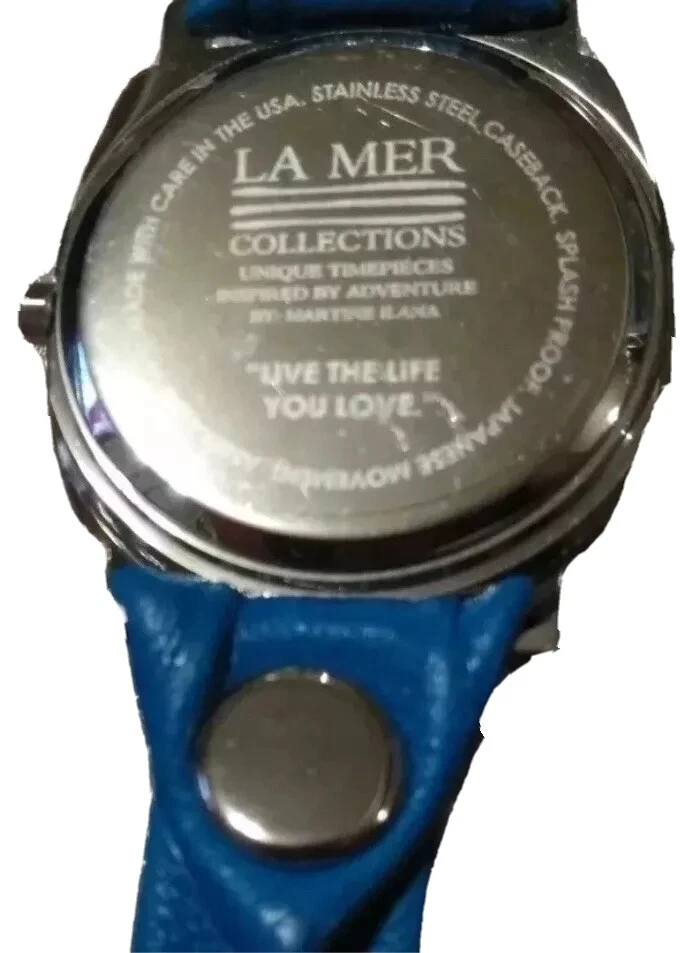 La Mer Collection Watch Double Leather Blue Bracelet Band Silver Case White Face - Image 3 of 4