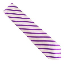 The Men's Store Bloomingdales Men Tie 100 Silk Striped Beige Purple 60x3.5 NWOT