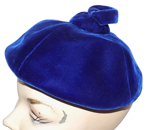 Womens Slouchy Soft Beanie Hat in Rust Stretch Ribbed Velvet  display picture 2