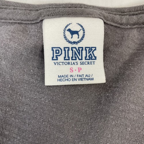 Victorias Secret PINK Womens Graphic Love Pink Crop T Shirt Top Small Gray - Picture 5 of 8