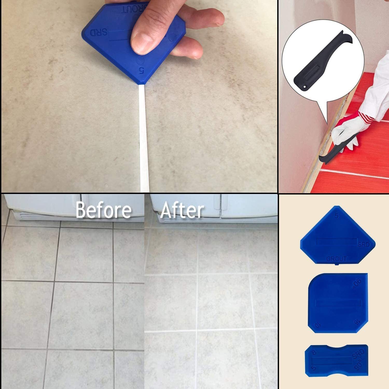 Silicone Caulking Tools3 in 1 Sealant Finishing Tool Grout Seal