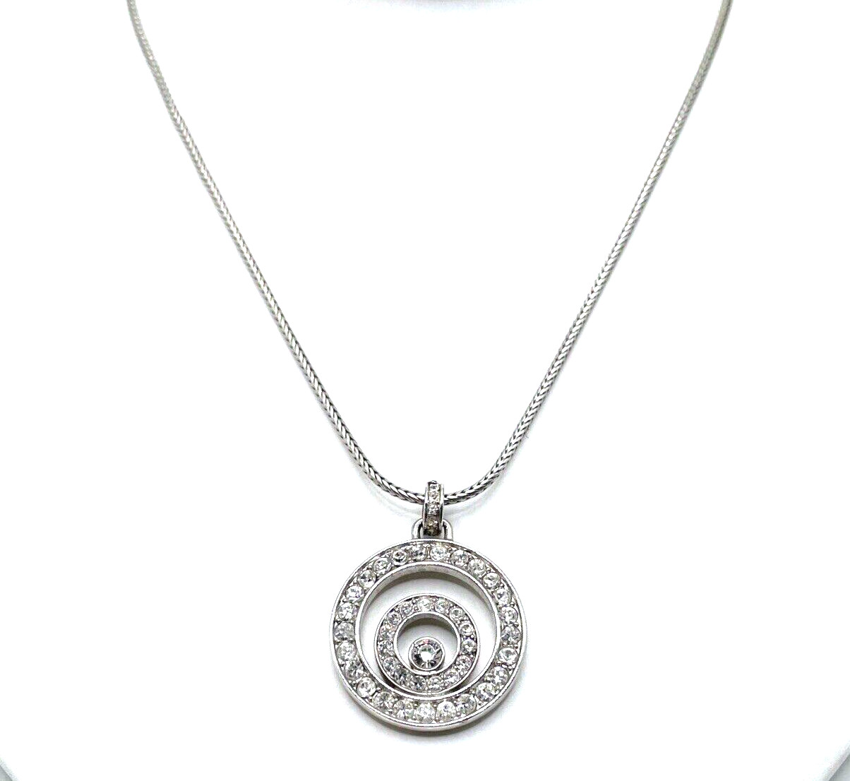 Silver Infinity Austrian Crystal Circle Spiral Pe… - image 2