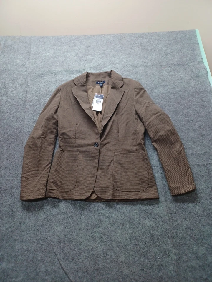 Blazer Chaps de un solo botón marrón mini pata de gallo talla 10 NUEVO NUEVO CON ETIQUETAS Foto 2 de 4