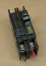 LOT OF 2 SQUARE D TYPE QOU 2-POLE CIRCUIT BREAKERS 120/240VAC 10kA
