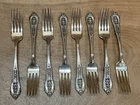 (8) Vintage Wallace Sterling Silver Dinner Fork Rose Point 7in Flatware 372g