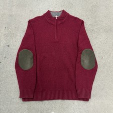 LL Bean Sweater Shetland Wool 1/4 Zip Mens Size Large