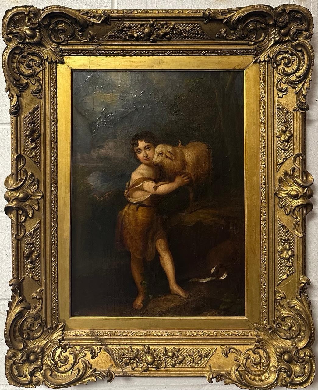 After Murillo (19TH Cen-ry) : St John With The Lamb Of God , Oil On Canvas