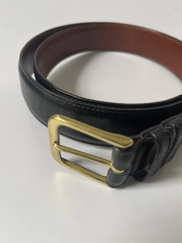 Abito Coach uomo nero pelle bovina brunita cintura 38 fibbia ottone 5800 USA