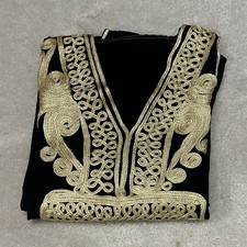 Authentic Moroccan Kaftan Dress Black Gold Embroidery Women  s Trad Caftan Robe