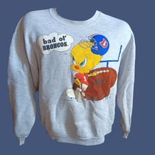 Vintage Sweatshirt Anti Broncos NFL Football 1993 Warner Bros Tweety Denver