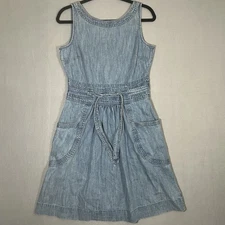 Fat Face Mid Light Blue Denim Dress UK 10 USA 6 Fixed Belt