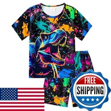 MyFav Pajamas Boys Cute Cartoon Short Sleeve Sleepwear Summer PJs Sets Kids