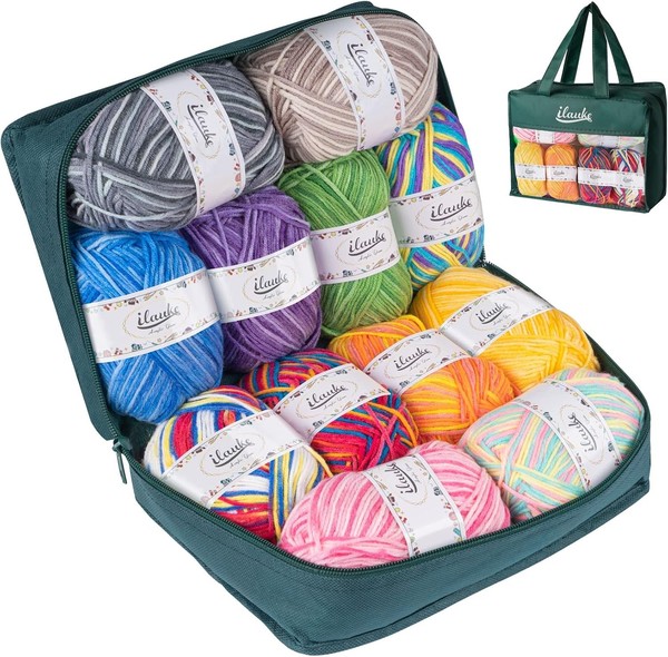 HäKelgarn Acryl 4-FäDig 12 Farben 50G Bunt Wolle Zum HäKeln Handarbeit-image