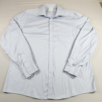 Brooks Brothers Milano Fit Mens Blue NonIron Supima Cotton Dress Shirt 16.5 35