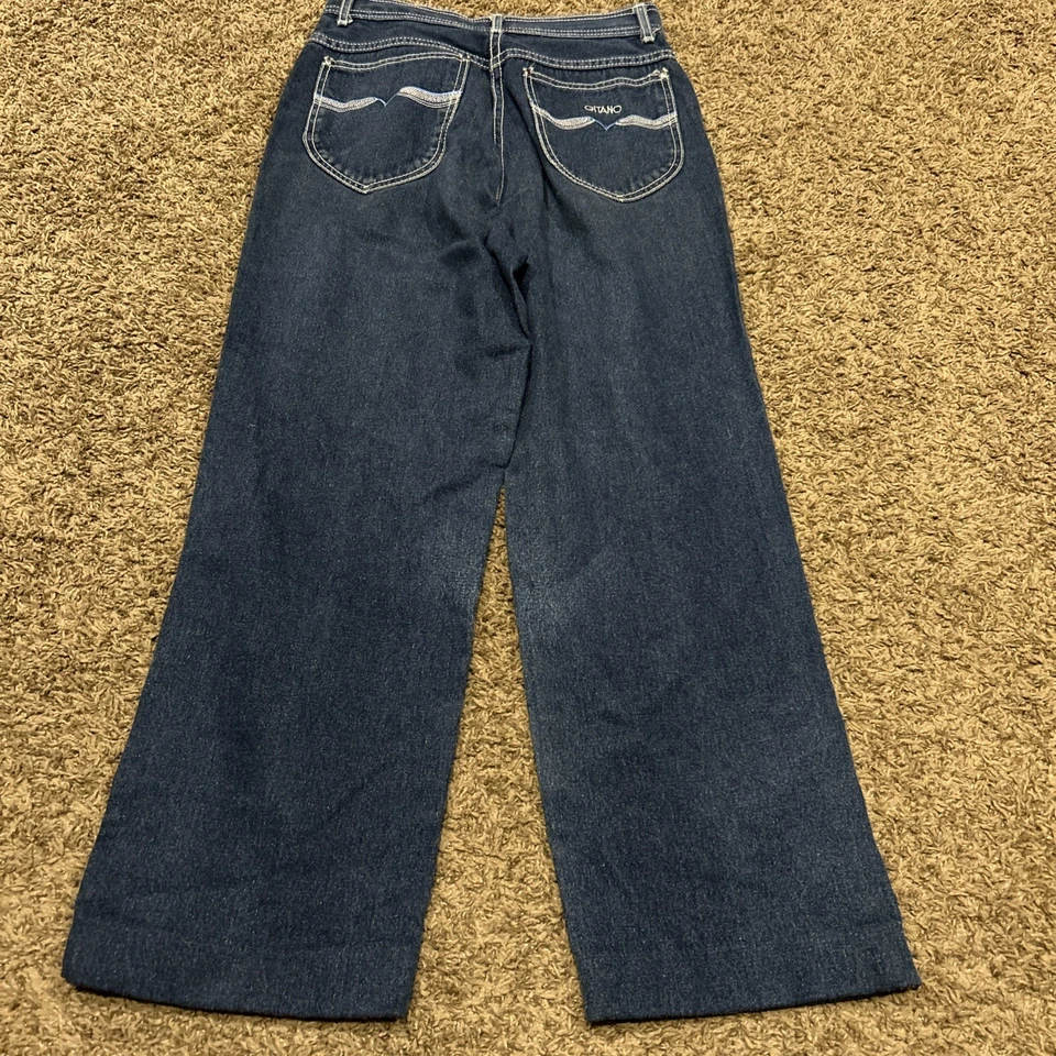 Pantalones de mezclilla de colección años 80 Gitano niños niñas 12 azules 100 % algodón cintura alta pierna dobladillo B13 Foto 4 de 4