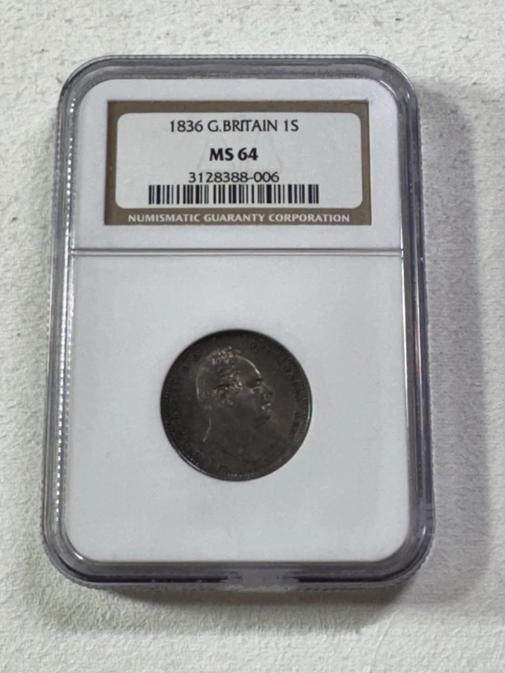 1836 Great Britain 1 Shilling Silver Coin Graded MS 64 by NGC - Image 4 of 4