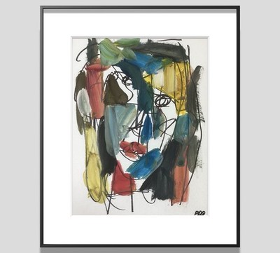 PDQ  Artist Original Painting Cubism Person Face Abstract Acrylic 9x12 Paper Art