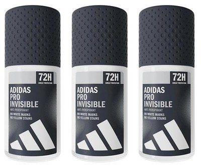 ADIDAS Pro Invisible Roll On Deo Roller Anti-Transpirant 72h Schutz 3x 50ml