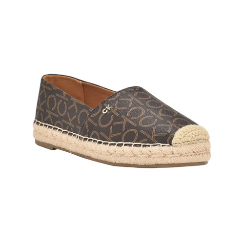 Calvin Klein Popular Casual Espadrille Slip-On Flats Dark Brown Faux Leather Pol