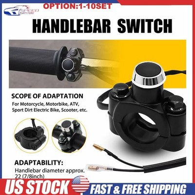 Universal 12V Motorcycle Switch Horn Handlebar Mount Push Button Start Black
