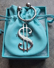 RARE Dollar Sign  Key Ring Chain Tiffany & Co  Sterling Silver Pre-owned 