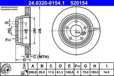 2x ATE Bremsscheibe PowerDisc 24.0320-0154.1 f�r BMW E39 5er Touring 520 523 525