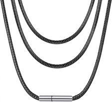 2Mm Width Necklace Cord for Men with Clasp, Waterproof Rope Necklace Wax Rope Ch