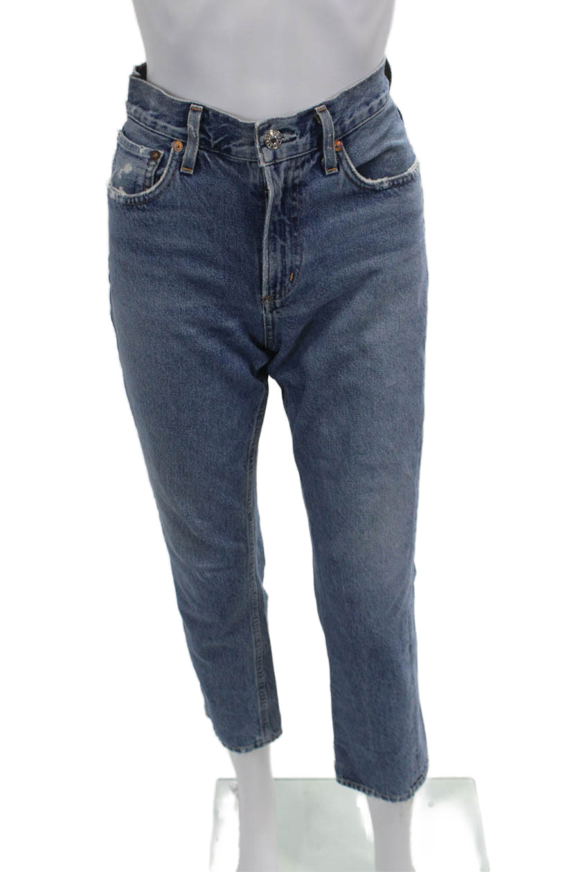 Agolde Womens Ankle Cropped High Rise Blue Jeans Size 26Free Shipping in US $100+ Orders | $6.95 Orders Below