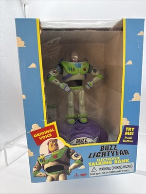 Vintage Toy Story Buzz Lightyear Electronic Talking Bank  1995 New in Box !