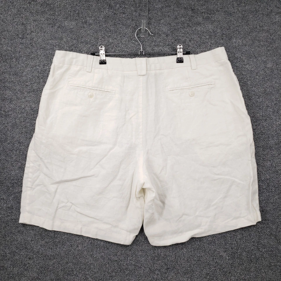 Шорты мужские Turnbury 42 белые свободные крой плиссированные спереди льняные на молнии повседневные - Изображение 2 из 4