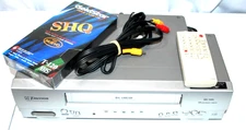 Emerson VCR VHS Player Recorder Model EWV403 4 Head Tested Remote Wires, & Tape.