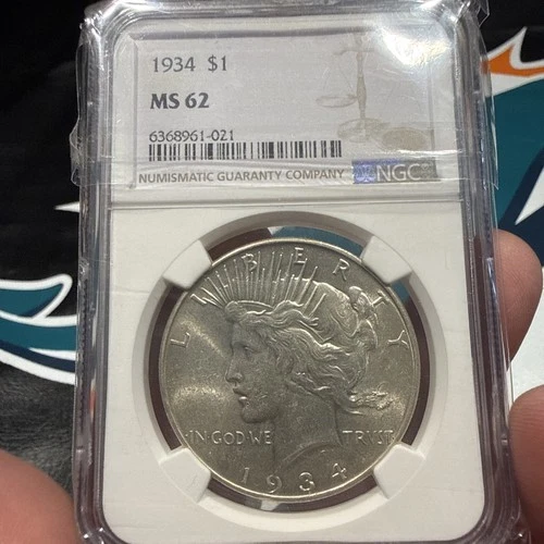 1934 Peace Dollar MS62 NGC PQ For Grade