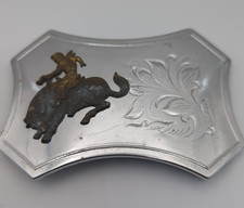 Vintage Cowboy On Bronc Horse Bucking Rodeo Western Belt Buckle