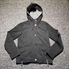  Hollister Hooded Jacket Womens Small Black Utility Lightweight Coat Minimalist