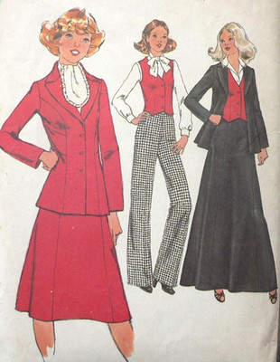 Vintage Simplicity Sewing Pattern #8298 Vest Pants Jacket Skirt Two Lengths 11JP