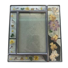 Carr Picture Frames Vintage Stained Glass Real Pressed Flowers Photo Cottagecore