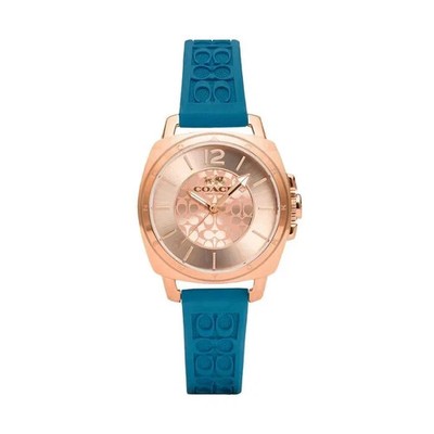 Coach Womens Mini Boyfriend Blue Silicone Signature Strap Watch 14502095