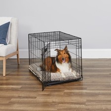 36-Inch iCrate Folding Dog Crate withDividerPanel,Leak-Proof Tray Secure Latches