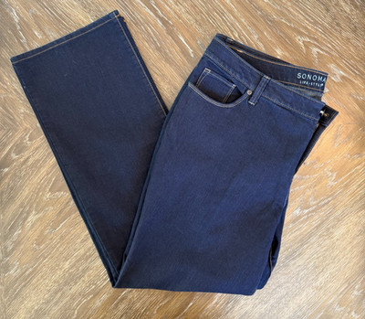 Women's Plus Sonoma Life & Style Dark Wash Jeans Bootcut Excellant Cond. Pockets