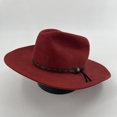 Beaver Brand Hats 5x Fur Felt Cowboy Hat in Red Size M (7 1/8) - Leather Sweat