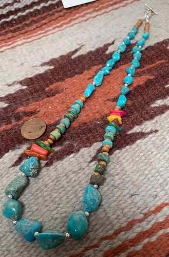 18" unique block turquoise /seashell necklace(g113a-w1.5)