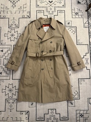 Vintage Belted Trench Coat By London Fog Maincoats Double Breasted Tan Size 42R