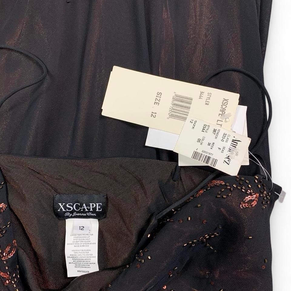 1990’s Y2K Xscape Whimsigoth Maxi Dress Size 12 Deadstock Beaded Black Copper image 5