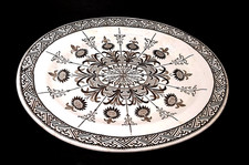 Antique 1879 Powell Bishop Stonier ASTER Brown Transferware 12" Platter
