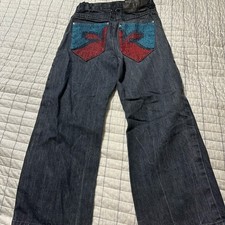 Rocawear Kids Dark Wash Denim Jeans Embroidered Back Pockets Size 7X Vintage